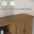 thumbnail image 5 of HLR 59" Mid Century Modern Sideboard Buffet Cabinet with 4 Doors, Brown Cabinet with Shelf, Vintage Large Sid, 5 of 13