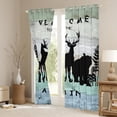 thumbnail image 3 of Woodland Animals Curtains & Drapes Lodge Cabin Curtains,Pine Trees Bear Moose Elk Wolf Blackout Curtains 2 Panels 38"Wx45"L Country Cottage Wood Plank Deer Silhouette Rustic Home Decor, 3 of 5