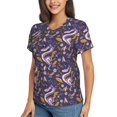 thumbnail image 5 of Yiaed Snake And Floral Print Women's T Shirt V-Neck Short Sleeve Shirt Casual Breathable Tee Summer Tops-Large, 5 of 5