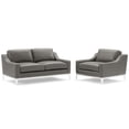 thumbnail image 2 of Modway Harness Stainless Steel & Leather Loveseat and Armchair Set in Gray, 2 of 6