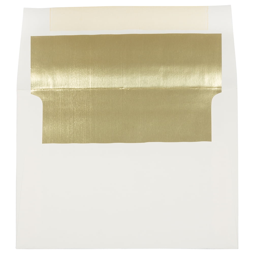 JAM A7 Foil Envelopes, 5.3x7.3, 50/Pack, Ecru with Gold Foil
