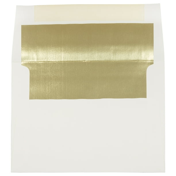 JAM A7 Foil Envelopes, 5.3x7.3, 250/Pack, Ecru with Gold Foil Walmart