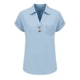 thumbnail image 5 of Vinsonshop Summer Short Sleeve Polo Shirts for Women Collared V Neck Work Dressy Tops Loose Business Casual Outfits (S-3XL), 5 of 9