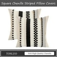 thumbnail image 5 of Boho Throw Pillow Covers 18x18 Set of 2 Striped Decorative Pillow Cases Accent Chenille Pillowcases Farmhouse Cushion Case Bohemian Nuetral Textured Pillow Cover,Black and Beige, 5 of 5