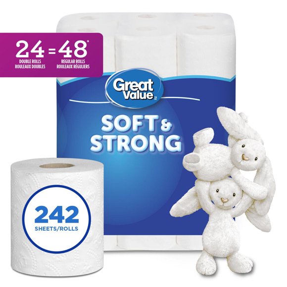 Great Value Soft & Strong Bathroom Tissue – 24 Rolls