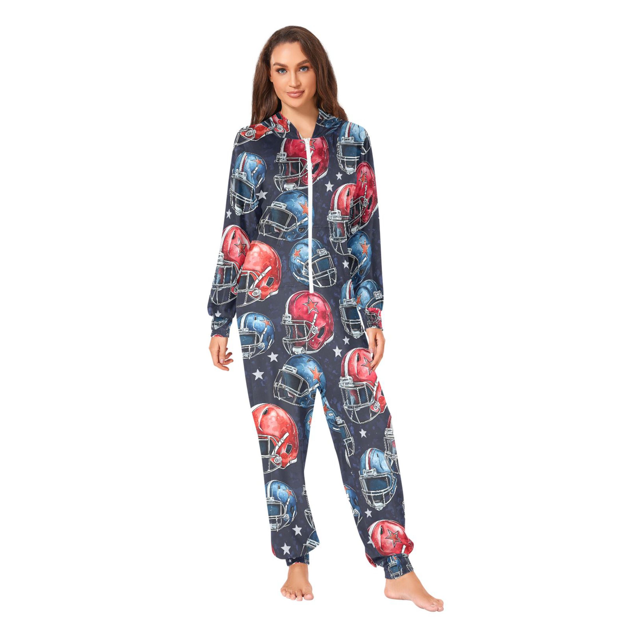 joogoo Football Helmet Unisex Adults Onesies Pajamas Jumpsuits XL