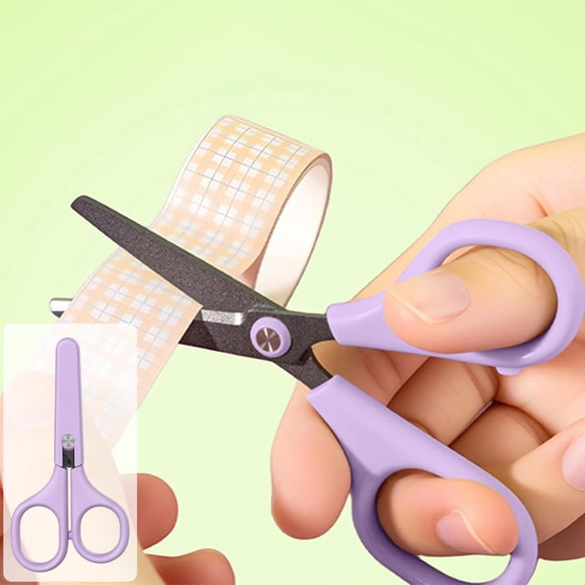 Ohmyroo Portable Safety Scissors Non-Stick Stainless Steel Office Tool
