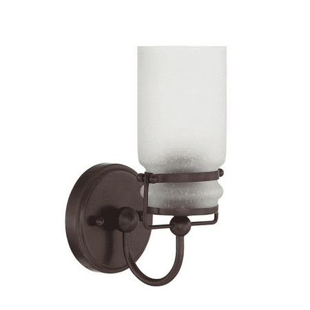 

Sunset 1 Lt Wall Sconce With Frosted Seeded Glass Shade - Provincial Bronze F25101-64