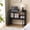 Beige+White Stripes + Black + Wood + Classic + Cute, variant on 32.6 Inch Folding Computer Desk With Storage Shelf, White Writing Desk For Home Office Bedroom Dorm And Apartment