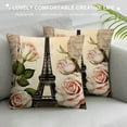 thumbnail image 3 of Nawypu  French Eiffel Tower Pillow Case Decor Vintage Peony Flower Quote Lettering Pattern Throw Pillow Covers Square Standard Cushion Cover for Home Sofa Bed (Peony Flower), 3 of 5