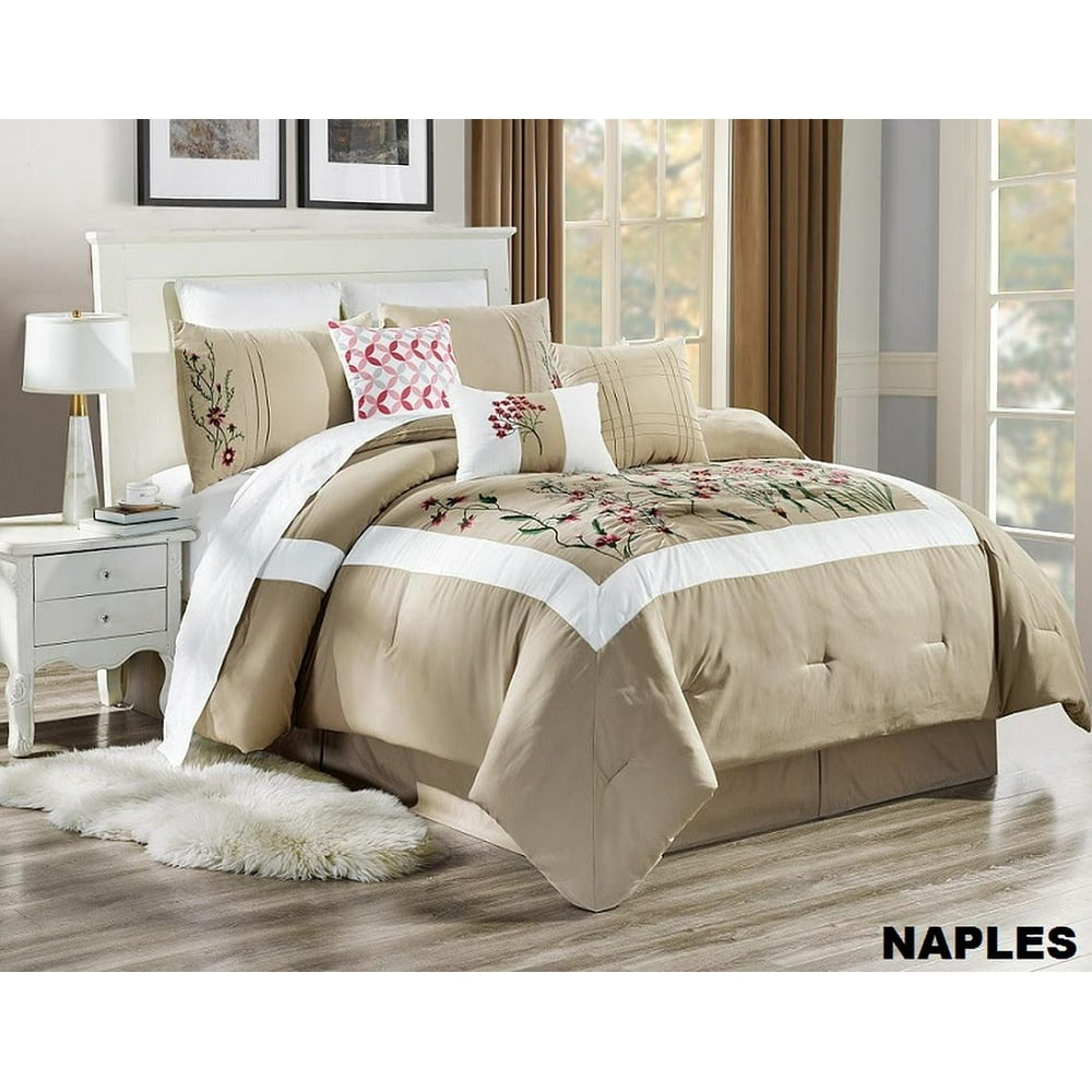 Unique Home Naples Comforter 7 Piece Bed Set Ruffled Bed In A Bag