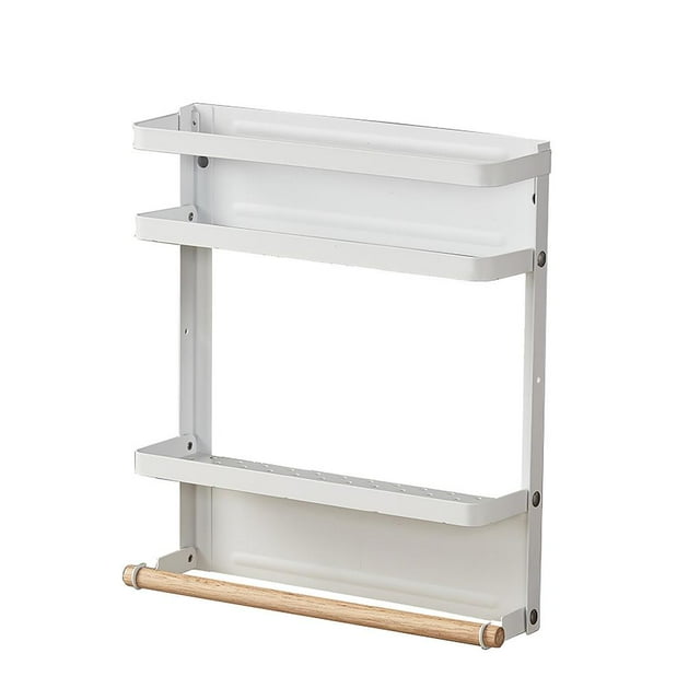 Billuyoard Estante de almacenamiento para nevera, estante multifuncional, estante extraíble para especias con toallero de papel para Almacenamiento y organización del hogar Blanco Billuyoard HA026573-02