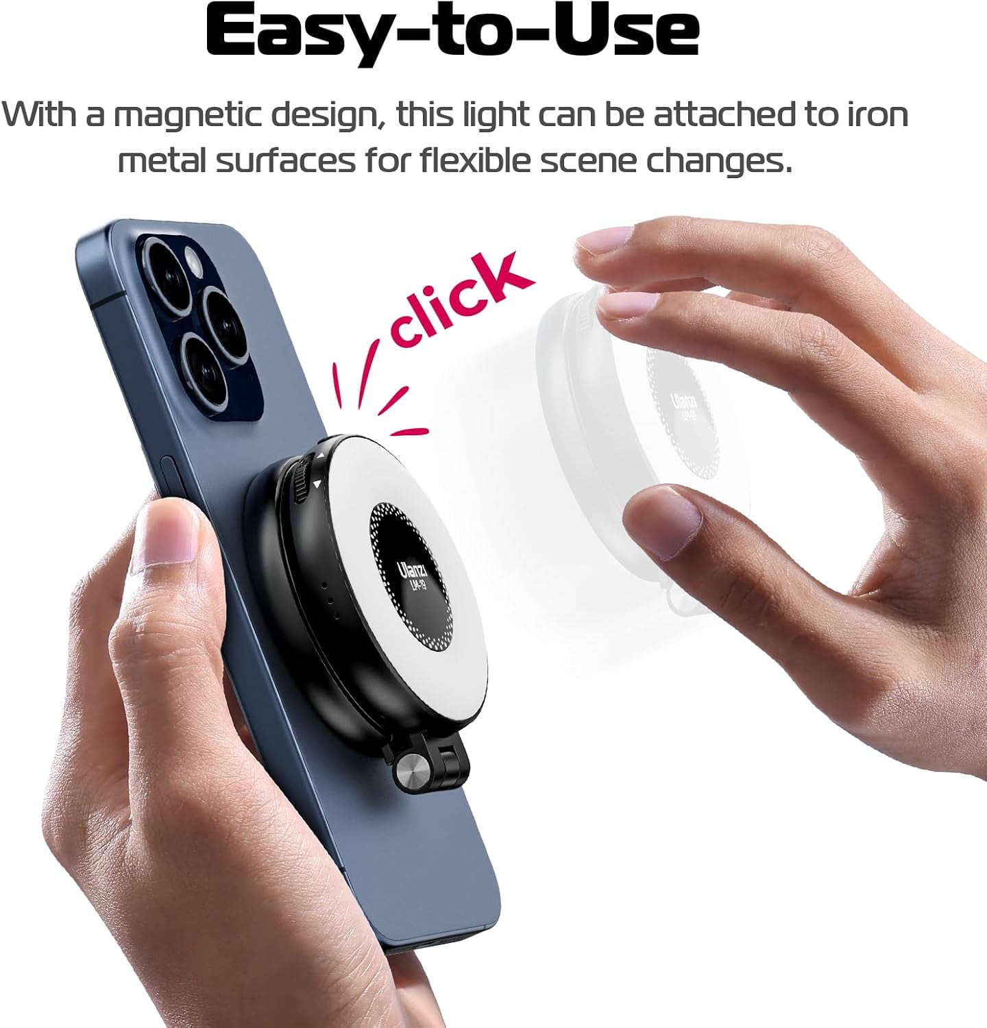 ULANZI White Magnetic Selfie Light,LED Fill Light Compatible with Magsafe,LED Selfie Ring Light for Phones,for Photography/ Video Conference
