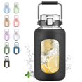 thumbnail image 1 of Botella de agua WINSA de vidrio de 2,5 litros con mango de acero inoxidable, color negro, 1 of 7