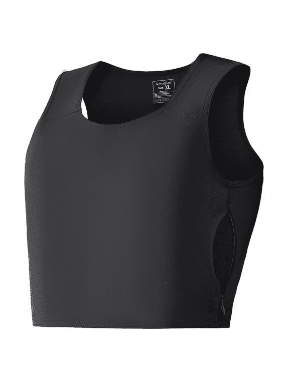 chest binder corset with both side zipper tank top Ultra flat binder Black XS-4XL