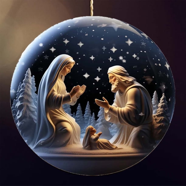 Christmas Birth Sublimation Religious Decoration Wreath Hanging Christmas Tree Hanging