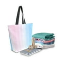 thumbnail image 2 of FORMRS Womens Canvas Tote Bag with Zipper Inner Pocket Shoulder Handbag, Light Blue Stripes, 2 of 7