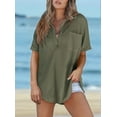 thumbnail image 2 of Waffle Short-Sleeved Top for Women Green XXXL, 2 of 4