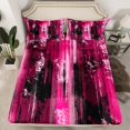 thumbnail image 2 of Homewish Black Pink Oil Printing Twin Sheet Sets for Teens, Modern Stripes Abstract Twin Fitted Sheet, Fashion Art Flat Sheet, Breathable Home Decor, 3 Pieces, 2 of 7