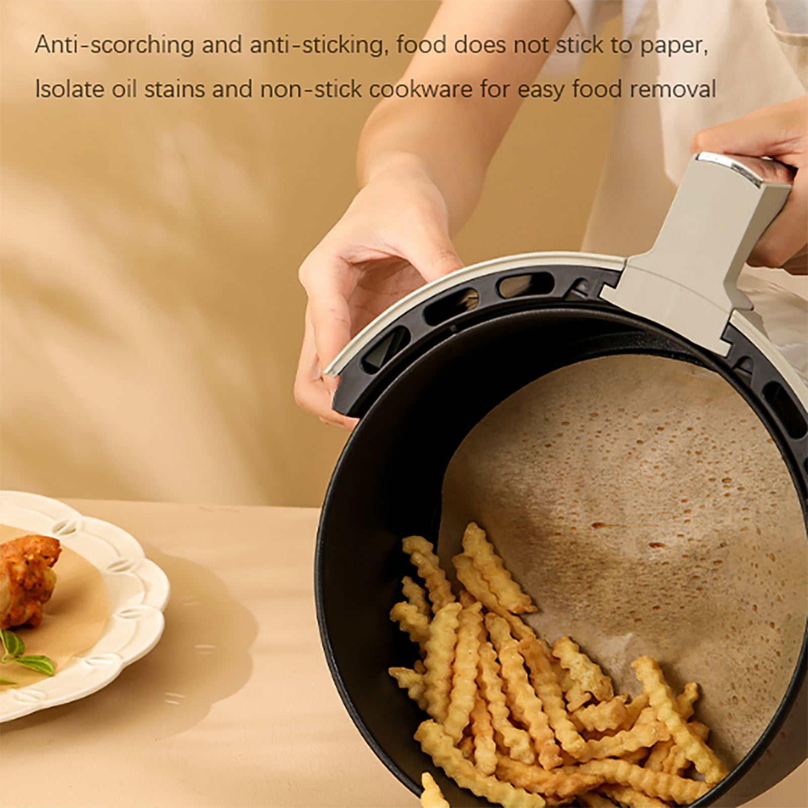 XKHZJL Air Fryer Liners Disposable Parchment Paper, Airfryer Sheets for Baking, Square Unbleached Non-Stick Steamer Liner for Oven, Microwave, Steaming Basket