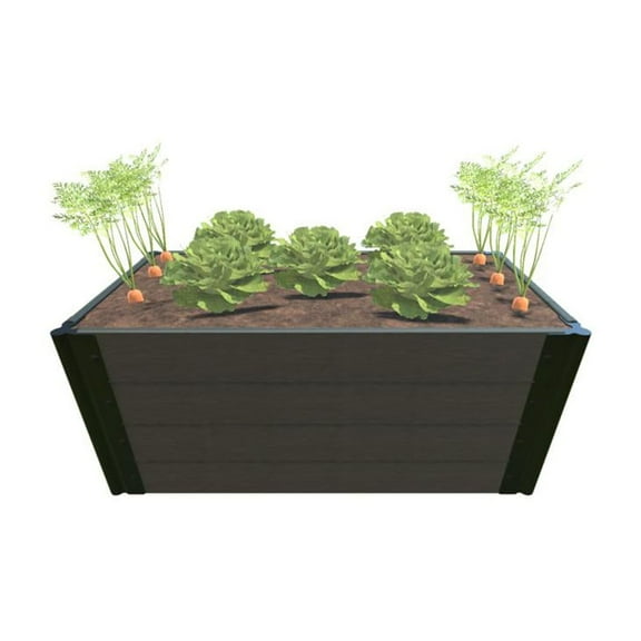 TOOL-FREE WEATHERED WOOD 2' X 4' X 22" RAISED GARDEN BED - 1" PROFILE