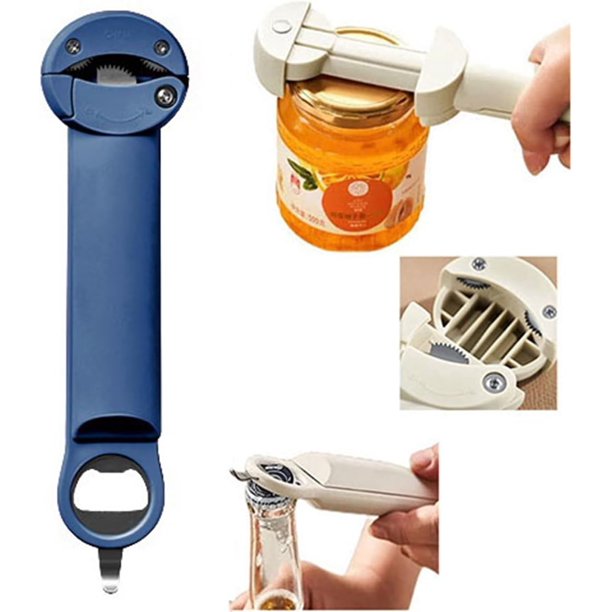 Abridor de botellas de acero inoxidable ajustable, abridor de botellas retráctil multifuncional, abrelatas magnético, herramienta de cocina multifunción para tarros de mermelada, vino, cerveza y
