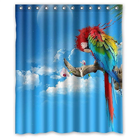 HelloDecor Bird Shower Curtain Polyester Fabric Bathroom Decorative Curtain Size 60x72 Inches