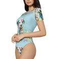 thumbnail image 2 of KLL Women 's Crew Neck Bodysuit Jumpsuits A Funny Little Dalmatian Puppy Print Short onesies Stretch T Shirts, 2 of 7