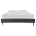 thumbnail image 6 of Platform Bed Frame, Full Size, Velvet, Dark Grey Gray, Modern Contemporary Urban Design, Bedroom Master Guest Suite, 6 of 6