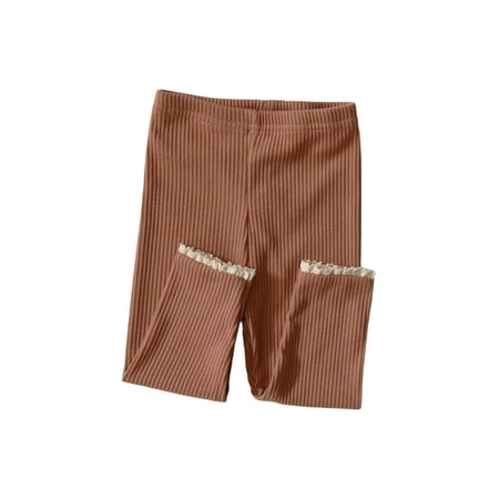 

Toddler Baby Girls Ribbed Knit Cotton Lace Trim Footless Tight Leggings Bottom Pants