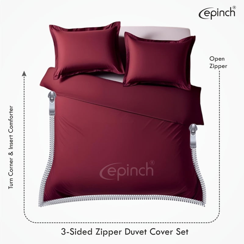 3 Sided Zipper Duvet Cover Set Easy to Use Home & Hotel Soft Microfiber 3 PCS 1-Duvet Cover & 2- Pillow Sham No Comfoter Queen_ 90 X 90 Inch