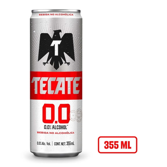 Cerveza clara Tecate sin alcohol 355 ml