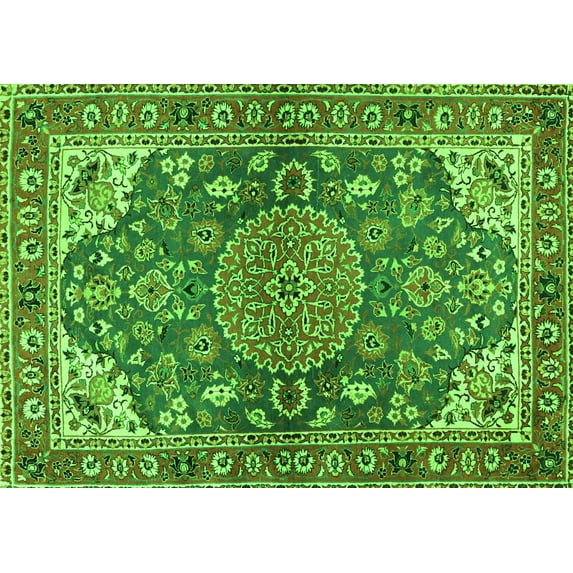 Ahgly Company Indoor Rectangle Persian Green Traditional Area Rugs, 6' x 9'