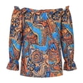 thumbnail image 5 of AOOCHASLIY Spring Saving Women's Summer Casual Printing Long Sleeve Off-The-Shoulder Tops Loose Blouses, 5 of 5