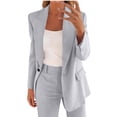 thumbnail image 4 of Enjoytime 2 Piece Sets for Women Solid Color Long Sleeve Button Down Blazer Long Pants Suit Set Business Casual Work Outfits Plus Size Womens Clothing, 4 of 8