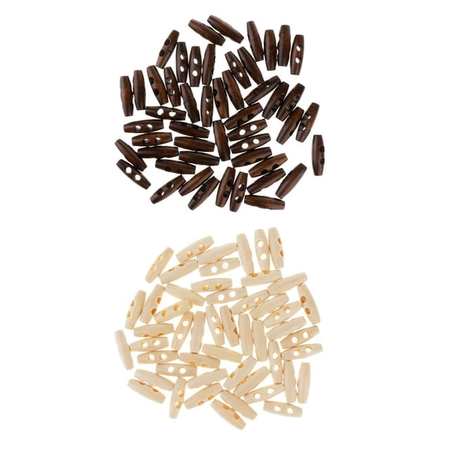 100 Piezas Botones de Palanca de 2 Agujeros para Abrigos Suéter Ropa 30 * 10 Mm