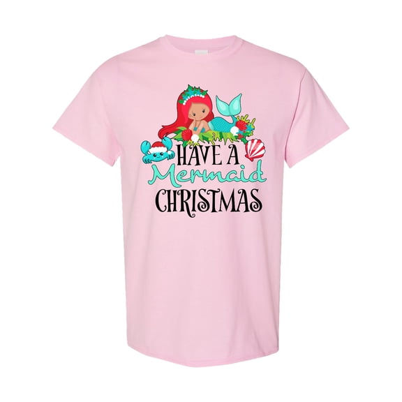 Inktastic Have a Mermaid Christmas with Crab and Seashell T-Shirt