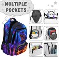 thumbnail image 5 of Pzuqiu Neon Dinosaur Kids 4 Piece Backpack Set 17 Inch with Lunch Box Pencil Case Water Bottle Holder Large Capacity Schoolbag with Adjustable Padded Straps for 8-14 Elementary, 5 of 7