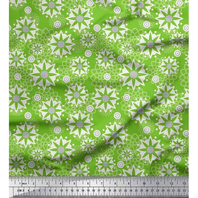 Soimoi Rayon Fabric Floral Mandala Printed Fabric 1 Yard 42 Inch Wide