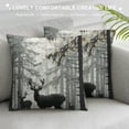 thumbnail image 3 of CMMY Throw Pillow Cover Case Deer Silhouette in Forest Pillow Covers,Soft Decorative Throw Pillow Case for Living Room Bedroom Sofa Couch Cushion Covers 12x12in, 3 of 5