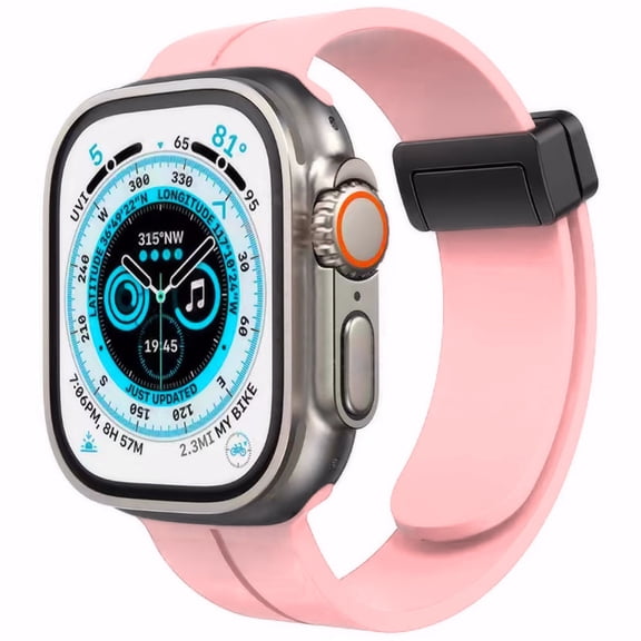 Premium Silicone Band with Magnetic Buckle for Apple Watch 49mm / 45mm / 44mm / 42mm - Pink