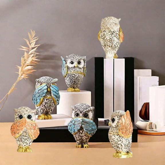 Kcavykas Unique Decorative Collectibles Owl Figurines Set of 3 Hear See Speak No Evil Owl Statues for Living Room Office Bookshelf Home Decor Accent Ornaments Daily Hot Picks & Limited-Time Offers