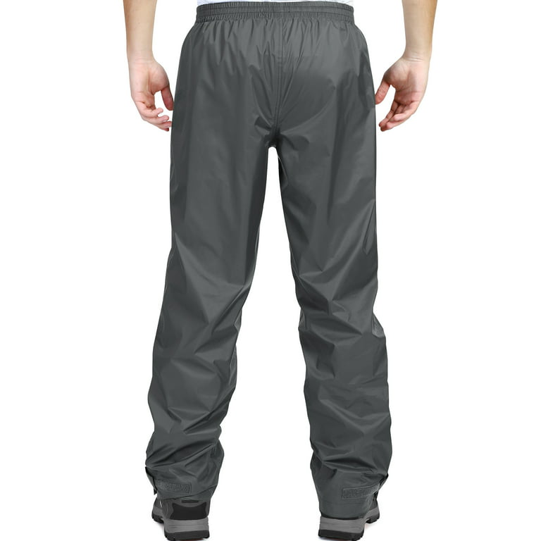 33,000ft Men's Rain Pants, Waterproof Rain Over Pants, Windproof Outdoor Pants for Hiking, Fishing, Size: 32W x 30L, Gray