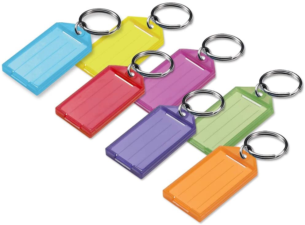 Lucky Line Key Tag with Flap and Split Ring, Assorted Colors, 100 Per Display Box (60500
