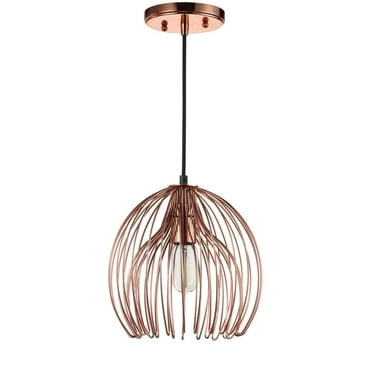 Deena 1-Light Copper Cage Globe Hanging Pendant Lighting