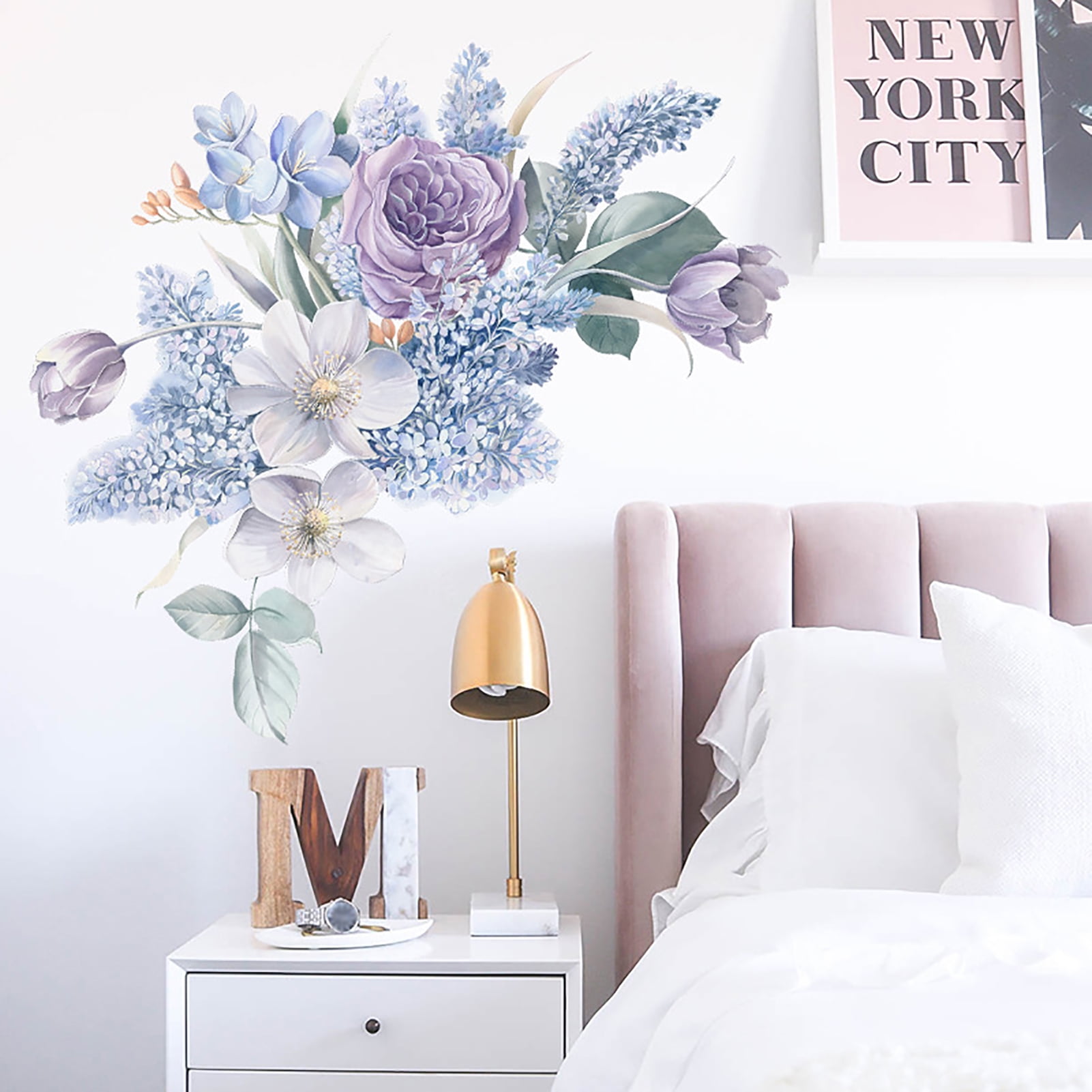 papaba standard fx d84 purple flower print waterproof window glass decal interior wall sticker for living room walmart com