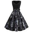 thumbnail image 2 of Babysbule Summer Dresses for Women Sexy Ladies Fashion Floral Vintage Print V-Neck Sleeveless Swing Skirts Deals, 2 of 5
