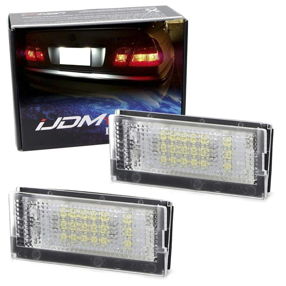 OEM-Fit 3W Full LED License Plate Light Kit For 1998-03 BMW E46 3 Series 323i 325i 328i 330i Sedan Pre-LCI, Powered by 18-SMD Xenon White LED & Can-Bus Error Free