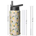 thumbnail image 3 of Plants Themed Water Bottle with Straw Triple Walled Insulated 18oz, Stainless Steel Metal Bottle, Leakproof Lids for Travel, Sports, Gym for Men and Women, 3 of 6