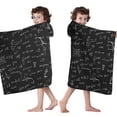 thumbnail image 4 of Math Equations Calculus Symbols Black Pattern Hooded Bath Towel，50"x30" for Ages 3 To 12 Kids, Quick Dry Lightweight Soft Microfiber Hood Beach Towel Cover Up for Kids, 4 of 7